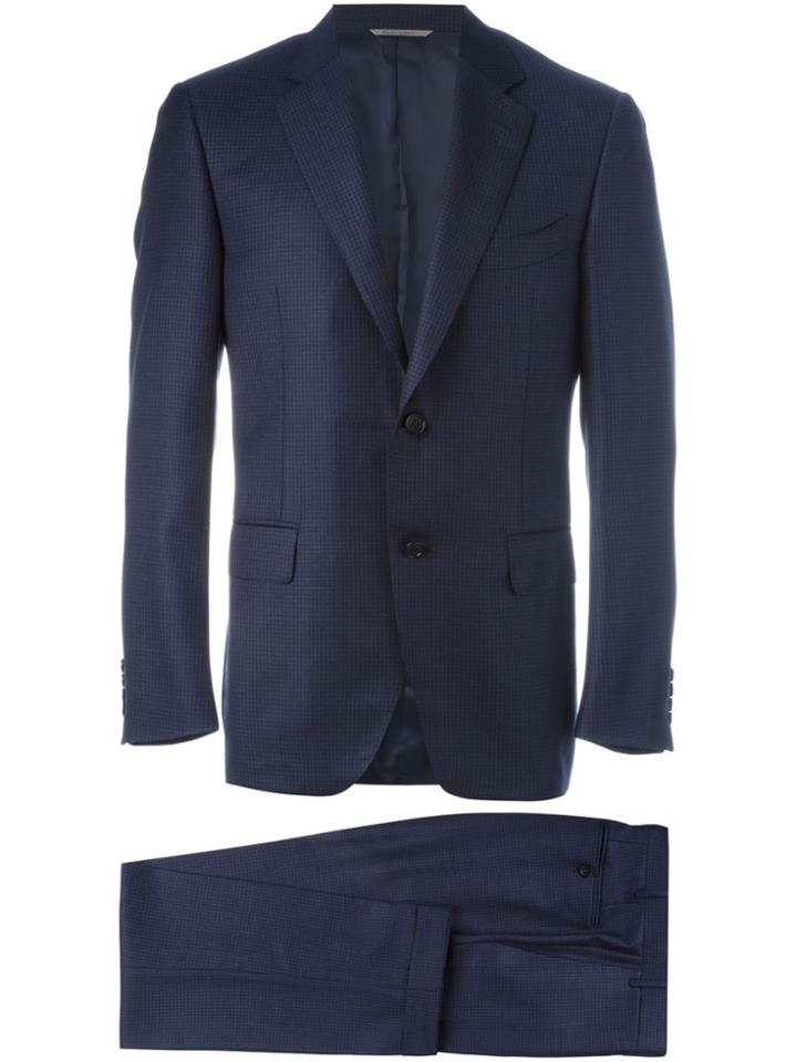 Canali Houndstooth Pattern Suit - Blue