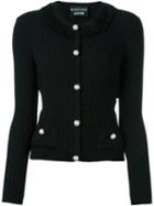 Boutique Moschino Ribbed Cardigan, Women's, Size: 44, Black, Polyester/rayon/wool