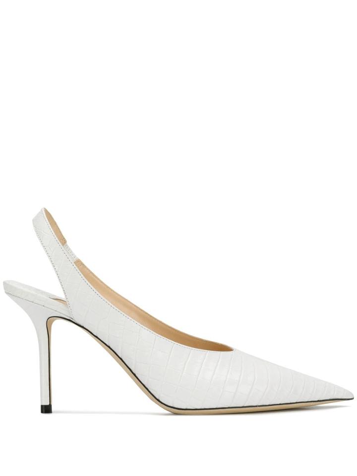 Jimmy Choo Ivy Snakeskin Slingback Pumps - White