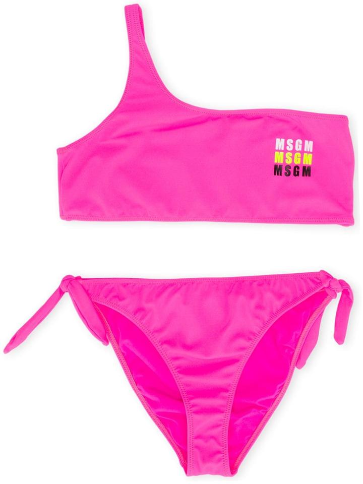 Msgm Kids Teen One Shoulder Bikini - Pink