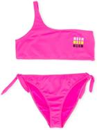 Msgm Kids Teen One Shoulder Bikini - Pink