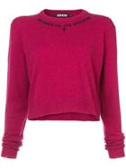 Adaptation Crew Neck Cropped Jumper - Pink & Purple