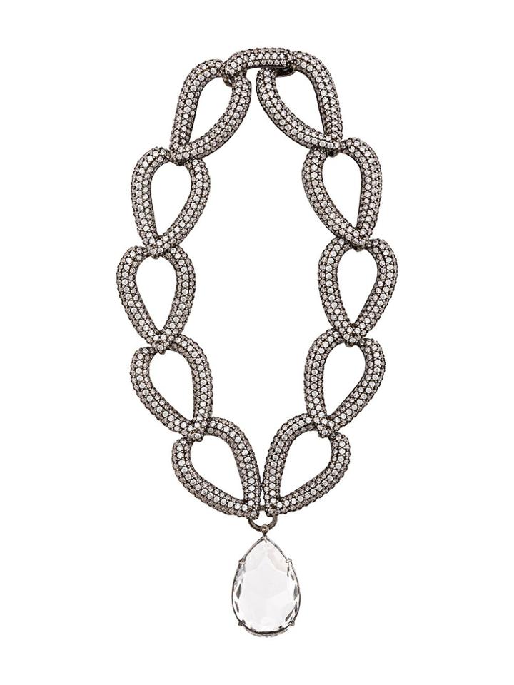 Alexander Mcqueen Facted Crystal Necklace - Silver