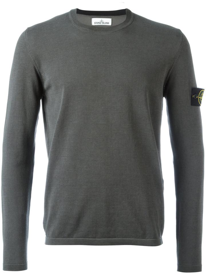 Stone Island Arm Patch Longsleeved T-shirt, Men's, Size: Large, Grey, Cotton