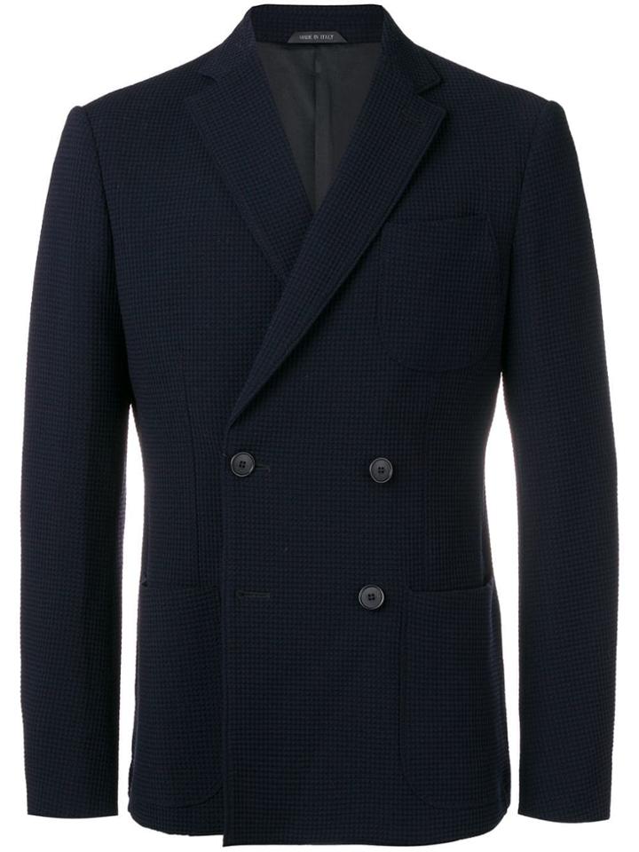 Giorgio Armani Textured Double Breasted Blazer - Blue