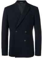 Giorgio Armani Textured Double Breasted Blazer - Blue