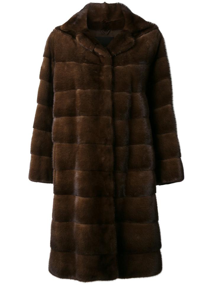 Liska - Ella Coat - Women - Silk/mink Fur - S, Brown, Silk/mink Fur