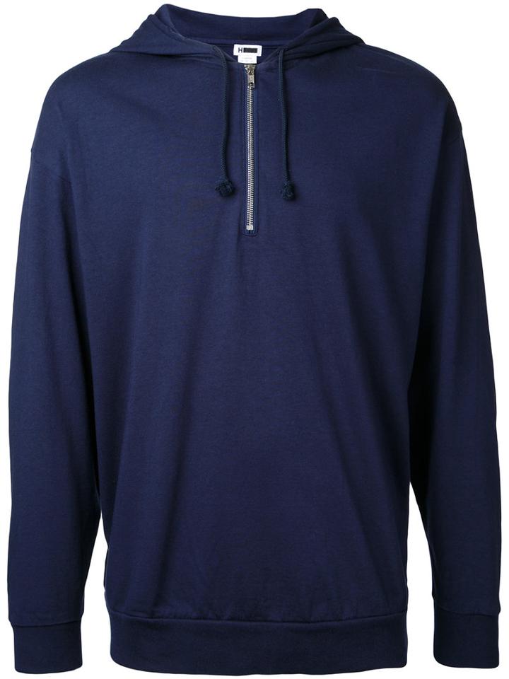 H Beauty & Youth Zip Neck Hoodie, Men's, Size: Large, Blue, Cotton