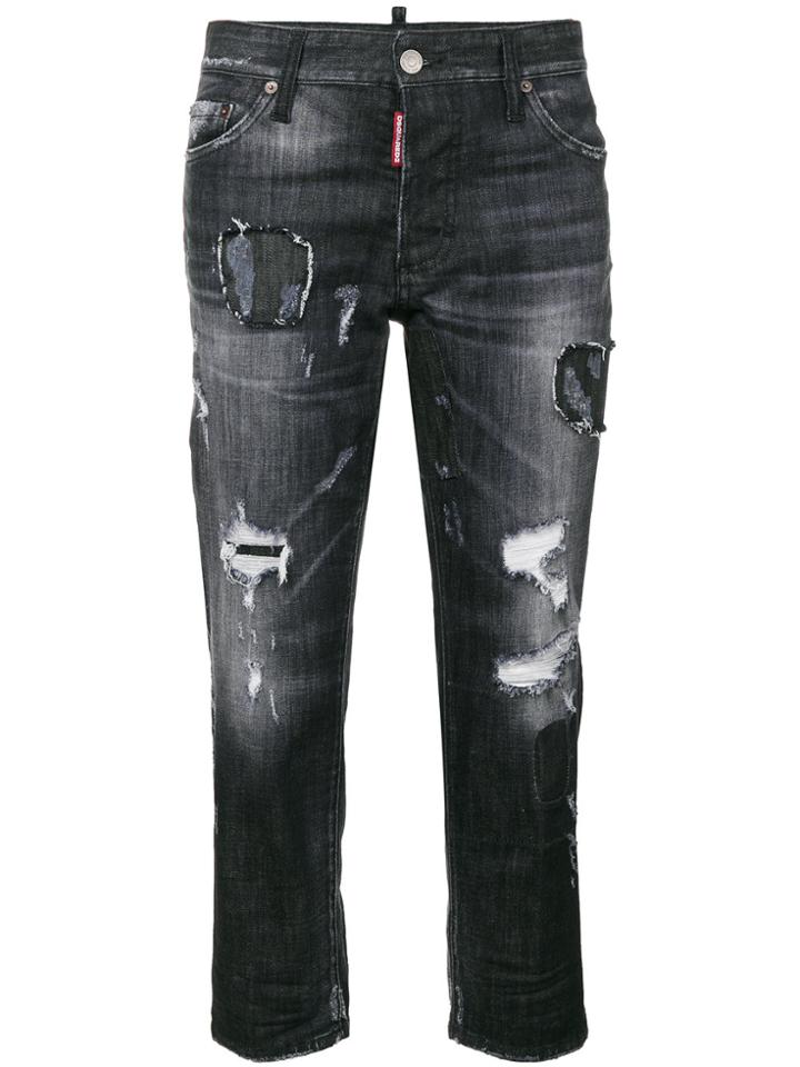 Dsquared2 Distressed Tomboy Jeans - Black