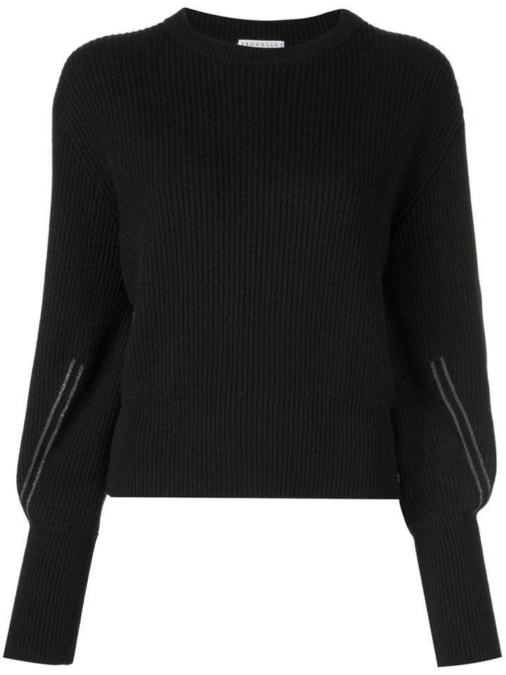 Brunello Cucinelli Ribbed Crewneck Jumper - Black