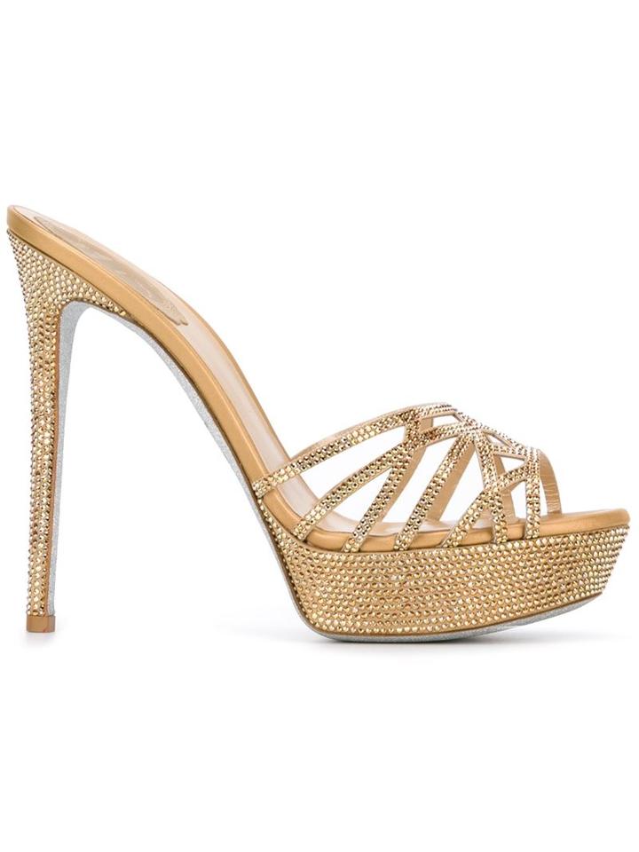Rene Caovilla Rhinestone Stiletto Mules