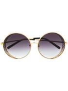 Linda Farrow Gallery Oversized Zigzag Detail Sunglasses - Gold