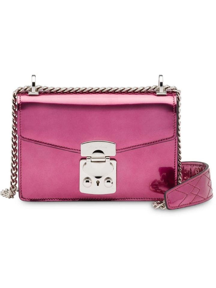 Miu Miu Miu Confidential Metallic Shoulder Bag - Pink