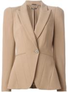 Alexander Mcqueen One Button Blazer, Women's, Size: 40, Brown, Spandex/elastane/cupro/viscose/wool