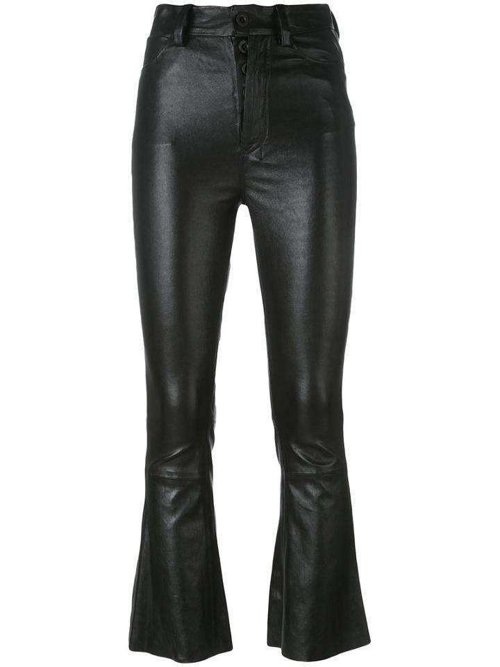 Unravel Project Kick Flared Trousers, Women's, Size: 27, Black, Calf Leather