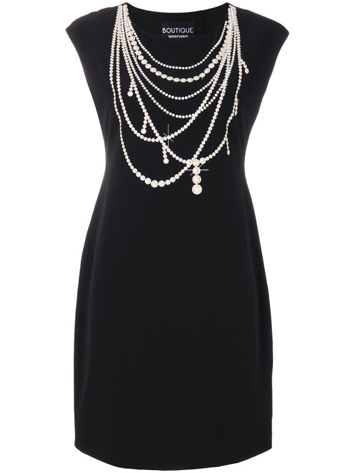 Boutique Moschino Fitted Pearl Print Dress - Black