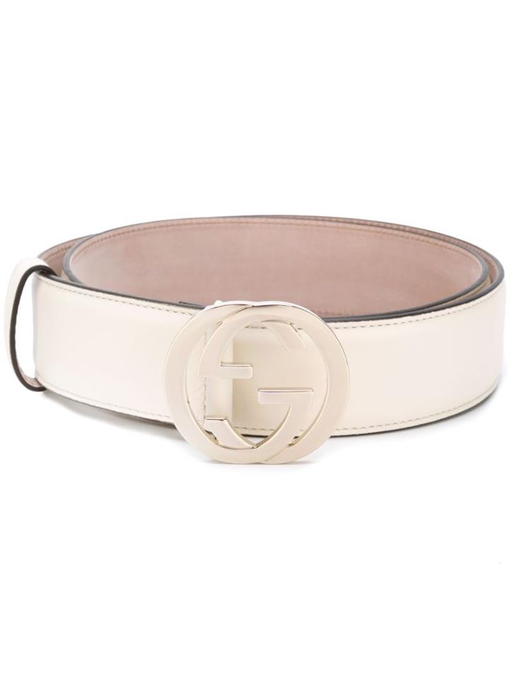 Gucci Double G Buckle Belt, Women's, Size: 95, White, Leather