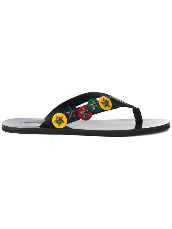 Dsquared2 Star Badge Applique Sandals - Black