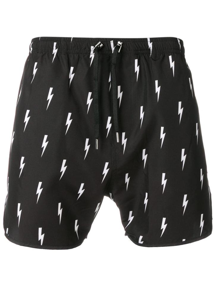 Neil Barrett Lightning Bolt Swimming Shorts - Black