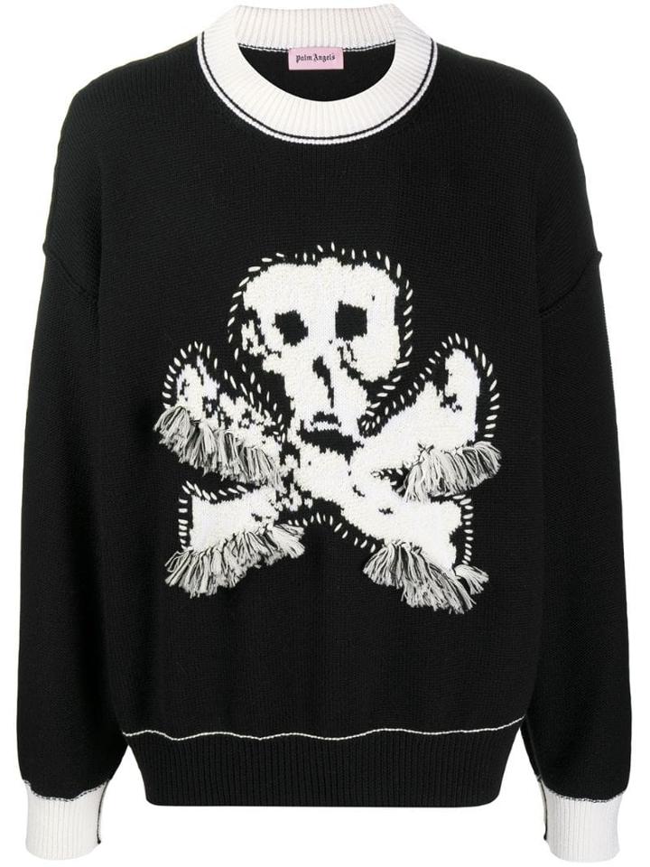 Palm Angels Skull Motif Sweater - Black