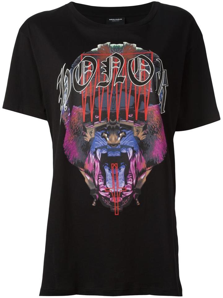Marcelo Burlon County Of Milan Logo Print T-shirt, Women's, Size: Large, Black, Cotton