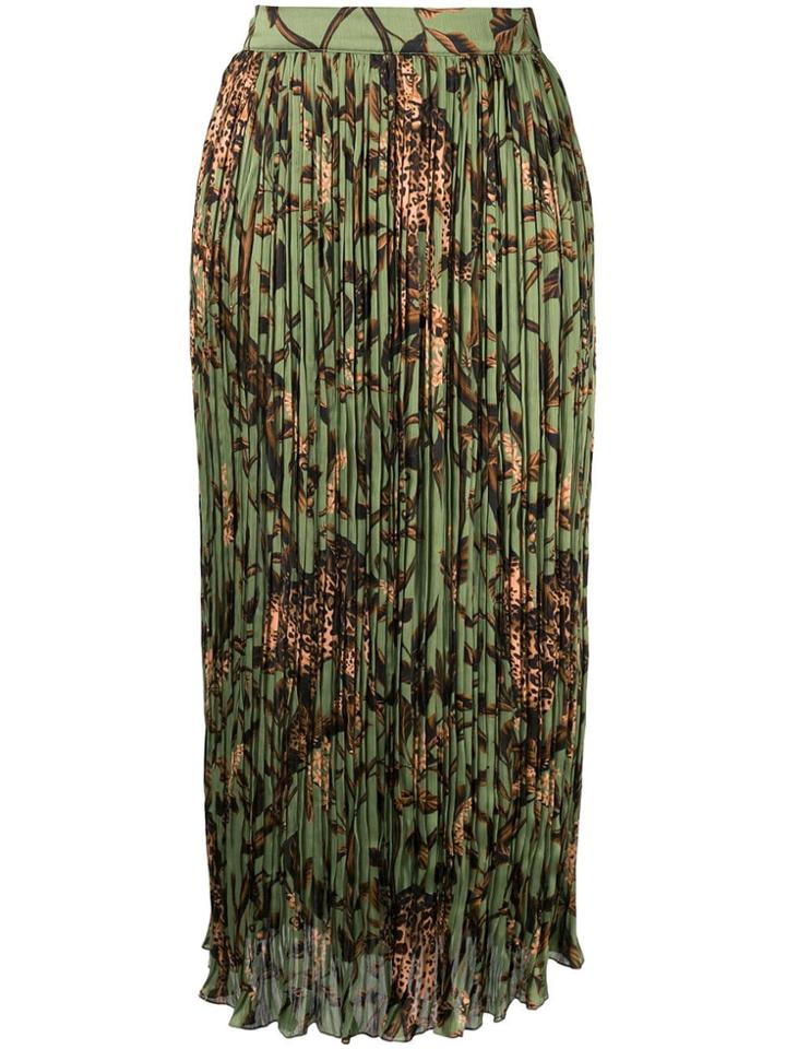 Johanna Ortiz Jungle-print Pleated Skirt - Green
