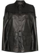 Saint Laurent Lace-up Detail Cape Jacket - Black