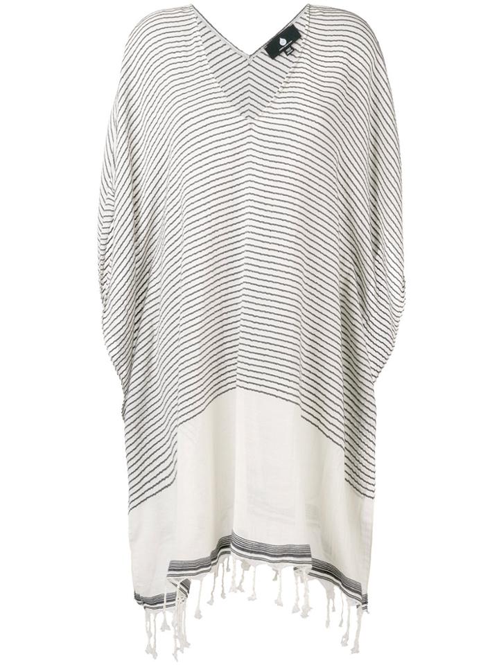 Su Poncho-style Striped Cover-up - White