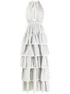 Love Shack Fancy Striped Ruffled Dress - White