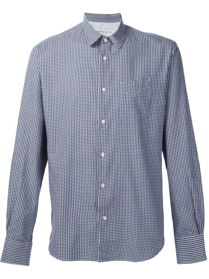 Officine Generale Gingham Check Shirt, Men's, Size: Xxl, Blue, Cotton
