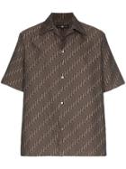 Edward Crutchley Jacquard Button Down Cotton Shirt - Brown