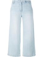 Current/elliott Cropped Wide Leg Jeans, Women's, Size: 28, Blue, Cotton/linen/flax