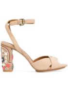 See By Chloé Embroidered Heel Sandals - Nude & Neutrals
