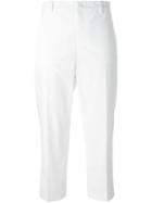 No21 Lace Appliqué Cropped Trousers, Women's, Size: 38, White, Cotton