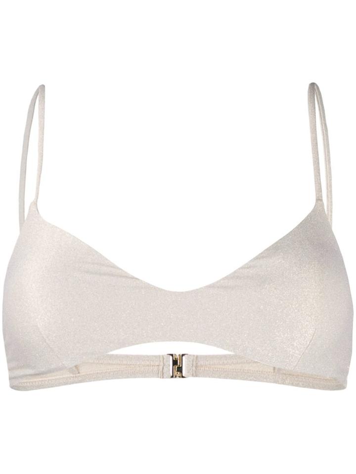 Mc2 Saint Barth Glitter Effect Bikini Top - Gold