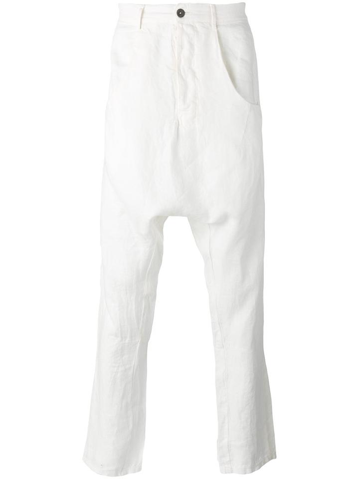 Andrea Ya'aqov Drop-crotch Trousers, Men's, Size: Small, White, Linen/flax