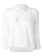 Equipment Cropped Button Down Shirt, Women's, Size: Medium, White, Silk