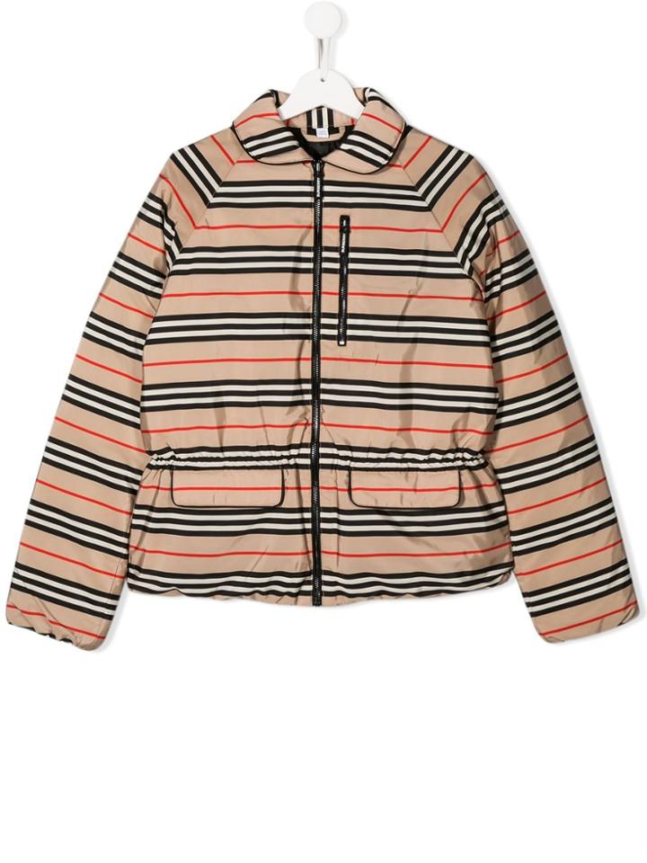 Burberry Kids Teen Mollie Icon Stripe Jacket - Neutrals