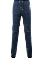 Balmain Biker Sweatpants, Men's, Size: Xxxl, Blue, Cotton/spandex/elastane
