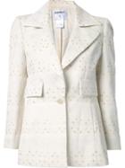 Chanel Vintage Embroidered Logo Blazer, Women's, Size: 38, White