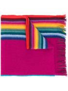 Paul Smith Striped Fringed Scarf - Pink & Purple