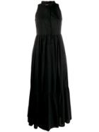 Twin-set Sleeveless Flared Maxi Dress - Black
