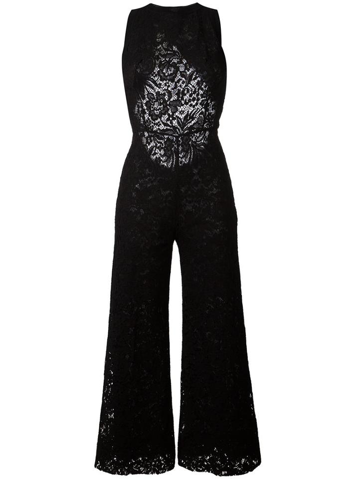 Ermanno Scervino Lace Flared Jumpsuit, Women's, Size: 38, Black, Cotton/polyamide/viscose