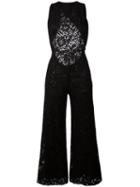 Ermanno Scervino Lace Flared Jumpsuit, Women's, Size: 38, Black, Cotton/polyamide/viscose