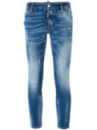 Dsquared2 'twiggy' Medium Waist Cropped Jeans, Women's, Size: 38, Blue, Cotton/spandex/elastane/polyester