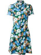 Carven Floral Print Shirt Dress, Women's, Size: 42, Blue, Polyester