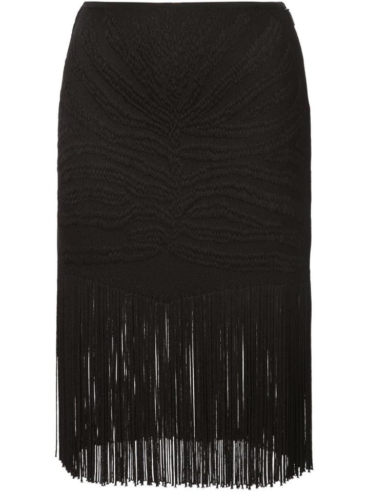 Roberto Cavalli 'tiger' Jacquard Fringed Skirt