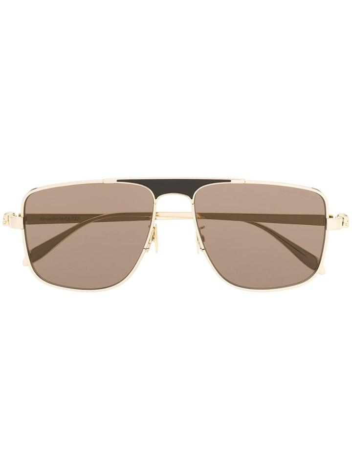 Alexander Mcqueen Eyewear Aviator Frame Sunglasses - Gold