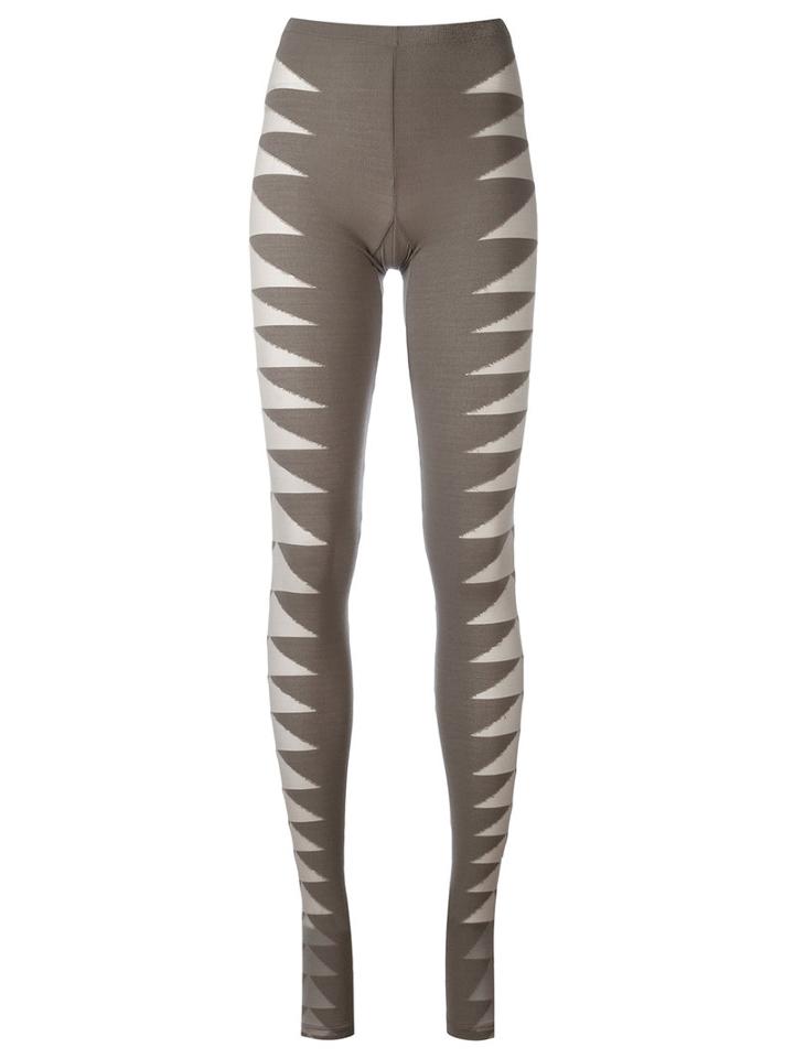 Rick Owens Lilies Mesh Insert Leggings, Women's, Size: 42, Green, Polyamide/spandex/elastane/viscose