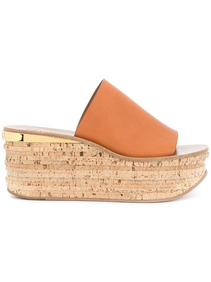 Chloé Camille Wedge Mules - Neutrals